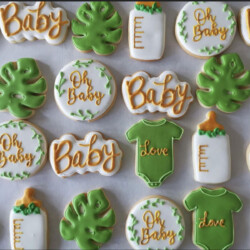 Monstera Baby Shower Cookies